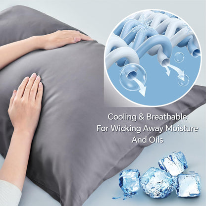 Pillow Cases Standard Size 2Pcs, Rayon from Bamboo, Haze Blue