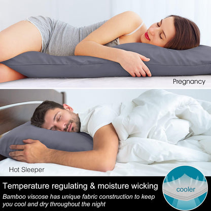 Pillow Cases Standard Size 2Pcs, Rayon from Bamboo, Haze Blue