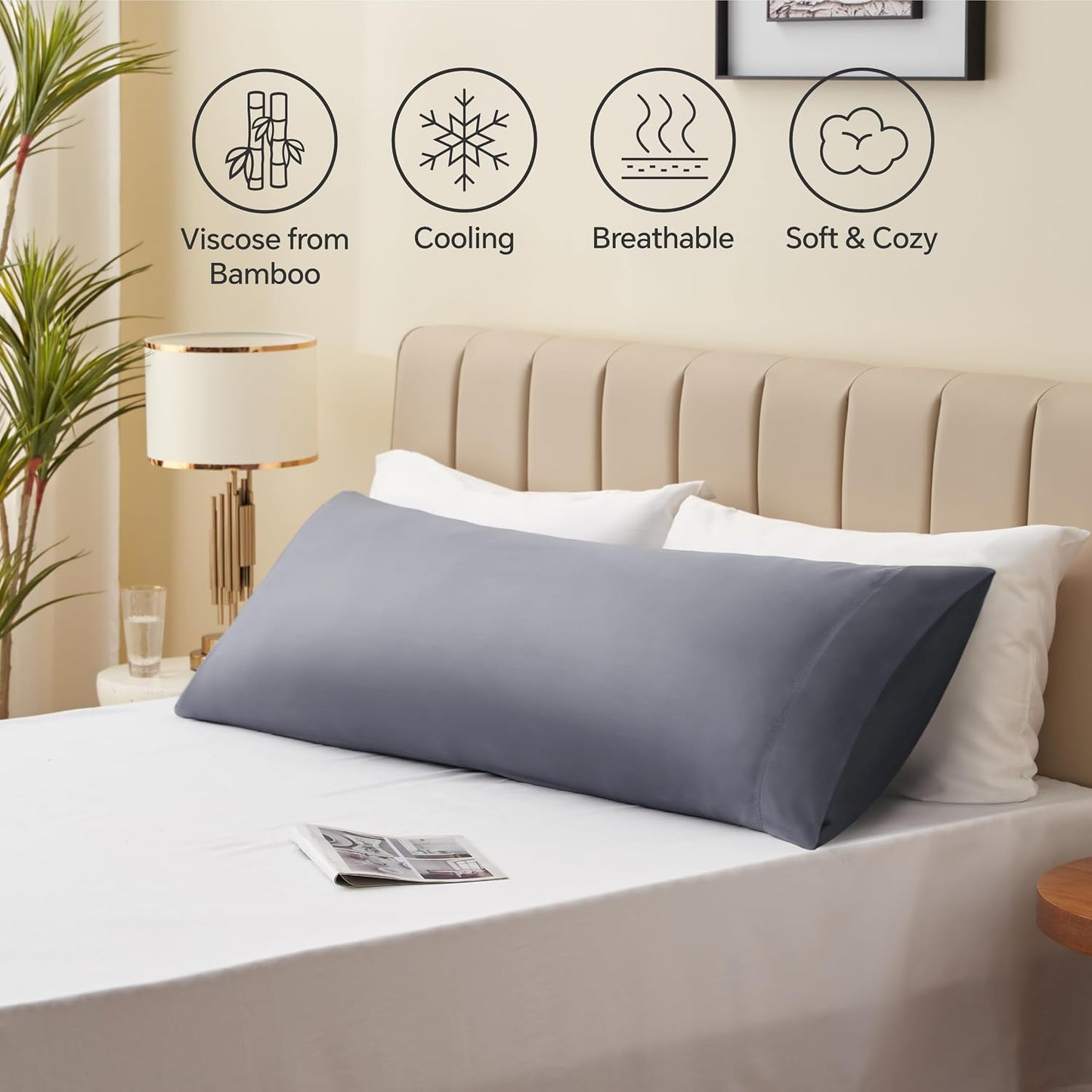 Pillow Cases Standard Size 2Pcs, Rayon from Bamboo, Haze Blue