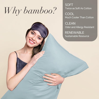 Pillow Cases Standard Size 2Pcs, Rayon from Bamboo, Haze Blue