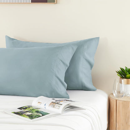 Pillow Cases Standard Size 2Pcs, Rayon from Bamboo, Haze Blue