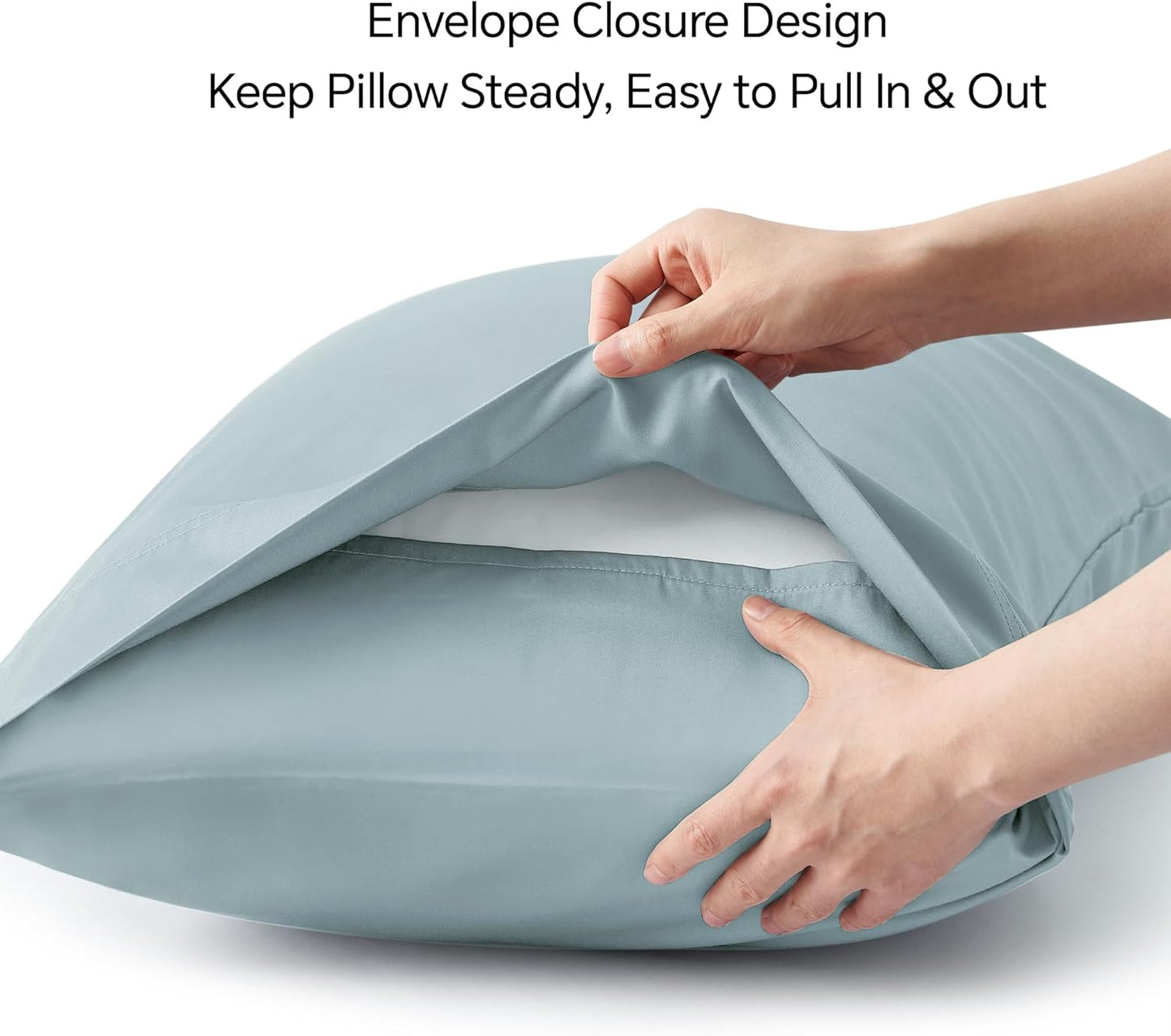 Pillow Cases Standard Size 2Pcs, Rayon from Bamboo, Haze Blue