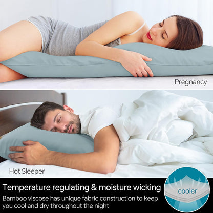 Pillow Cases Standard Size 2Pcs, Rayon from Bamboo, Haze Blue