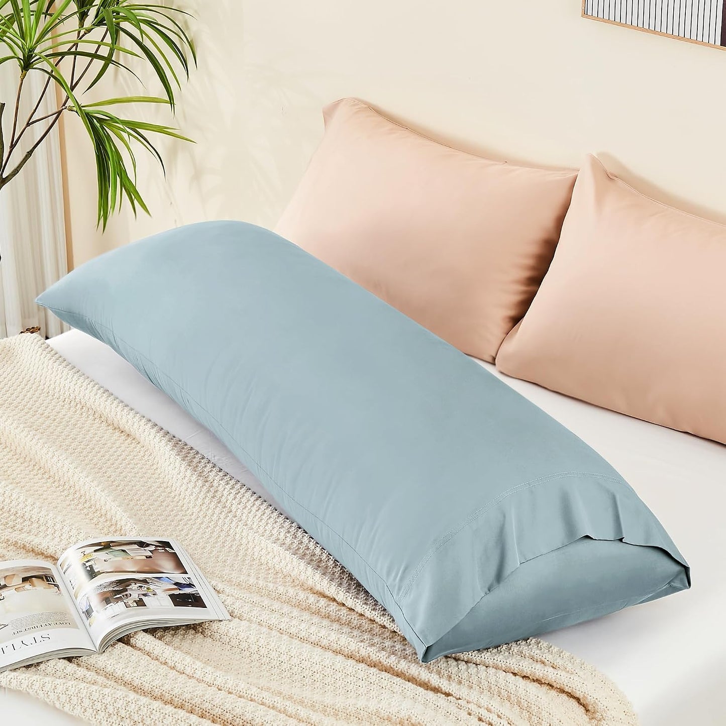 Pillow Cases Standard Size 2Pcs, Rayon from Bamboo, Haze Blue