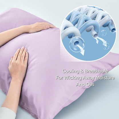 Pillow Cases Standard Size 2Pcs, Rayon from Bamboo, Haze Blue