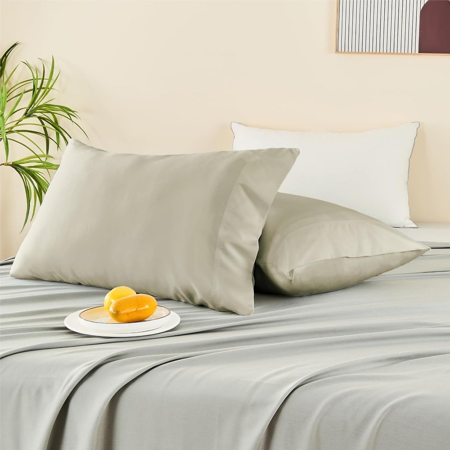 Pillow Cases Standard Size 2Pcs, Rayon from Bamboo, Haze Blue