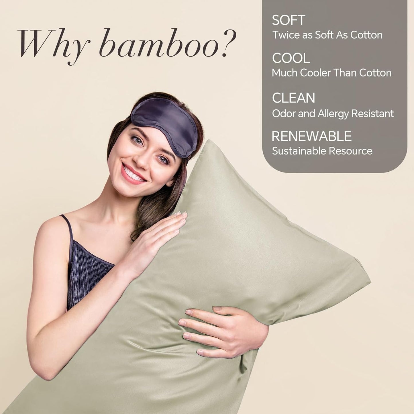 Pillow Cases Standard Size 2Pcs, Rayon from Bamboo, Haze Blue