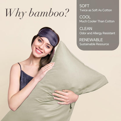 Pillow Cases Standard Size 2Pcs, Rayon from Bamboo, Haze Blue