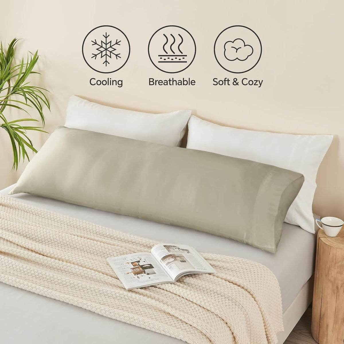 Pillow Cases Standard Size 2Pcs, Rayon from Bamboo, Haze Blue