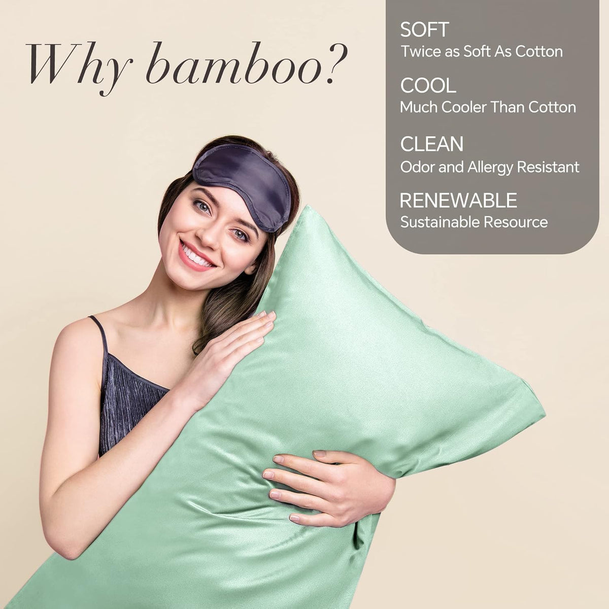 Pillow Cases Standard Size 2Pcs, Rayon from Bamboo, Haze Blue