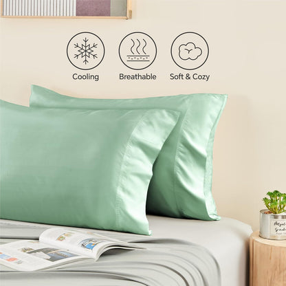 Pillow Cases Standard Size 2Pcs, Rayon from Bamboo, Haze Blue