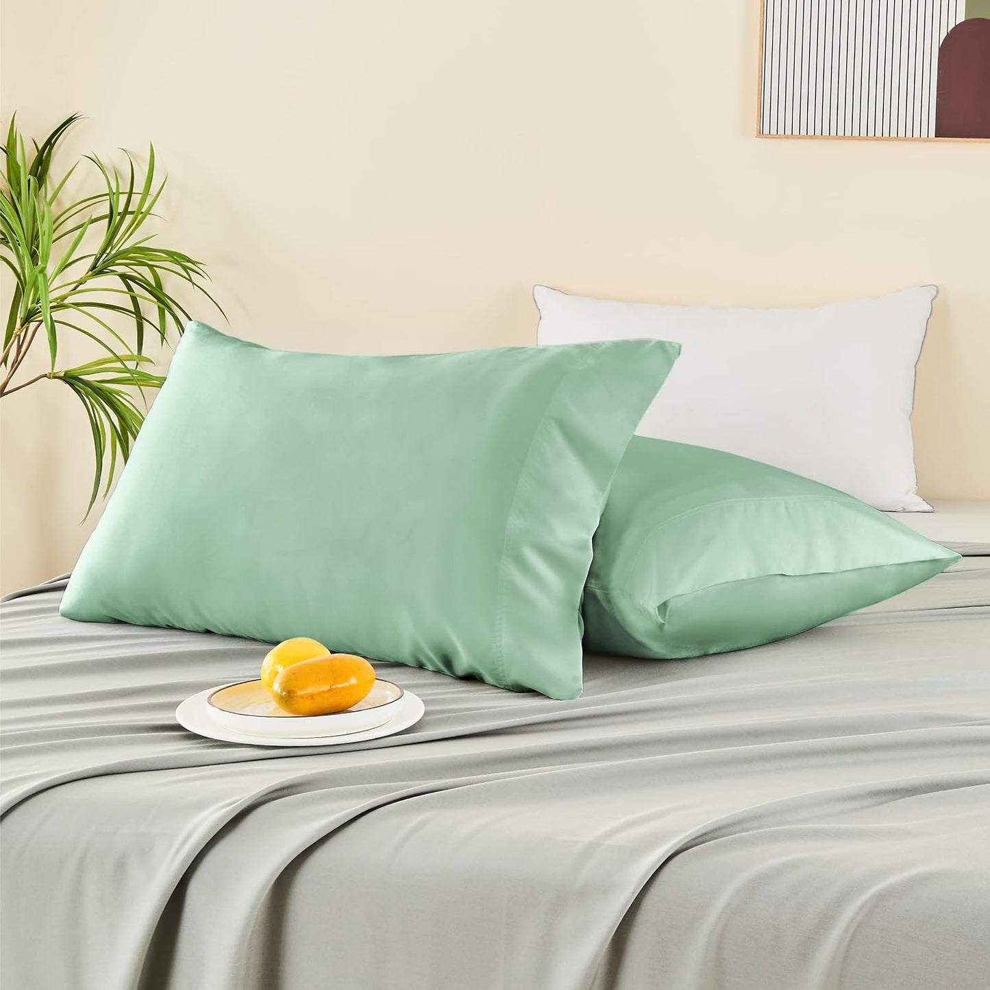 Pillow Cases Standard Size 2Pcs, Rayon from Bamboo, Haze Blue