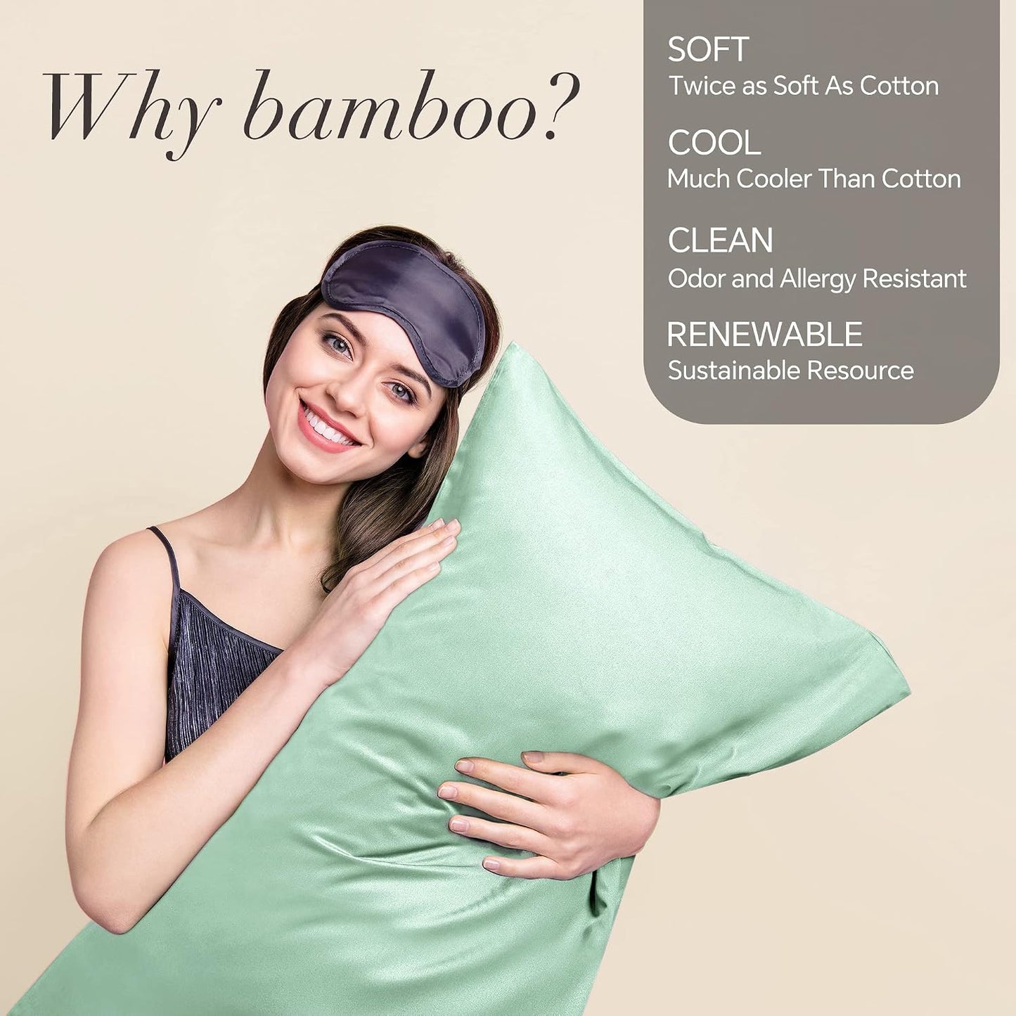 Pillow Cases Standard Size 2Pcs, Rayon from Bamboo, Haze Blue