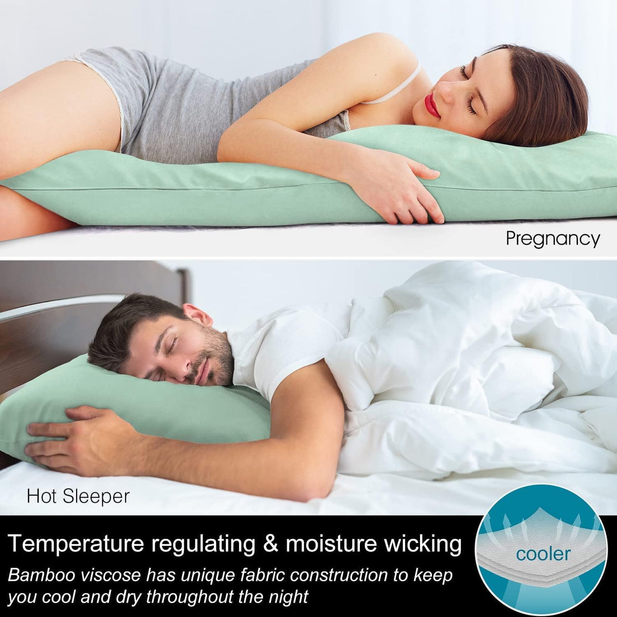 Pillow Cases Standard Size 2Pcs, Rayon from Bamboo, Haze Blue