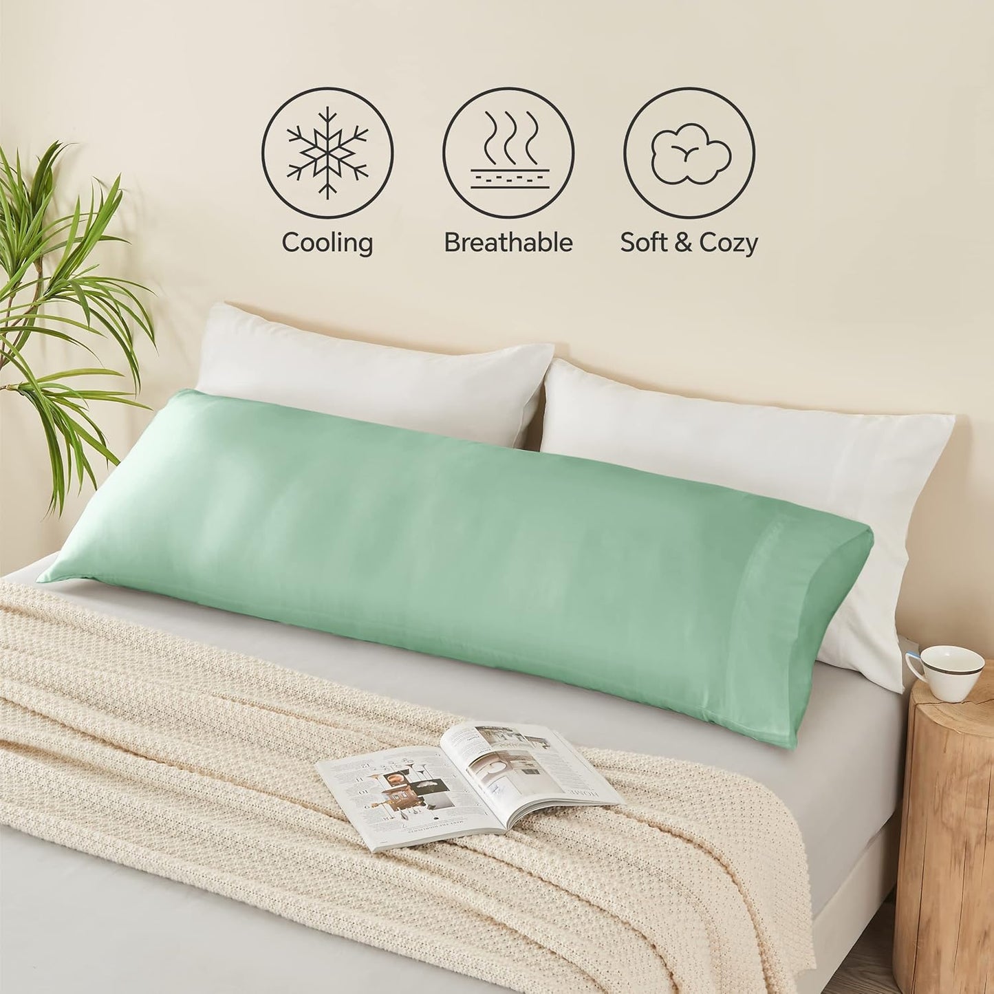 Pillow Cases Standard Size 2Pcs, Rayon from Bamboo, Haze Blue