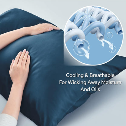 Pillow Cases Standard Size 2Pcs, Rayon from Bamboo, Haze Blue