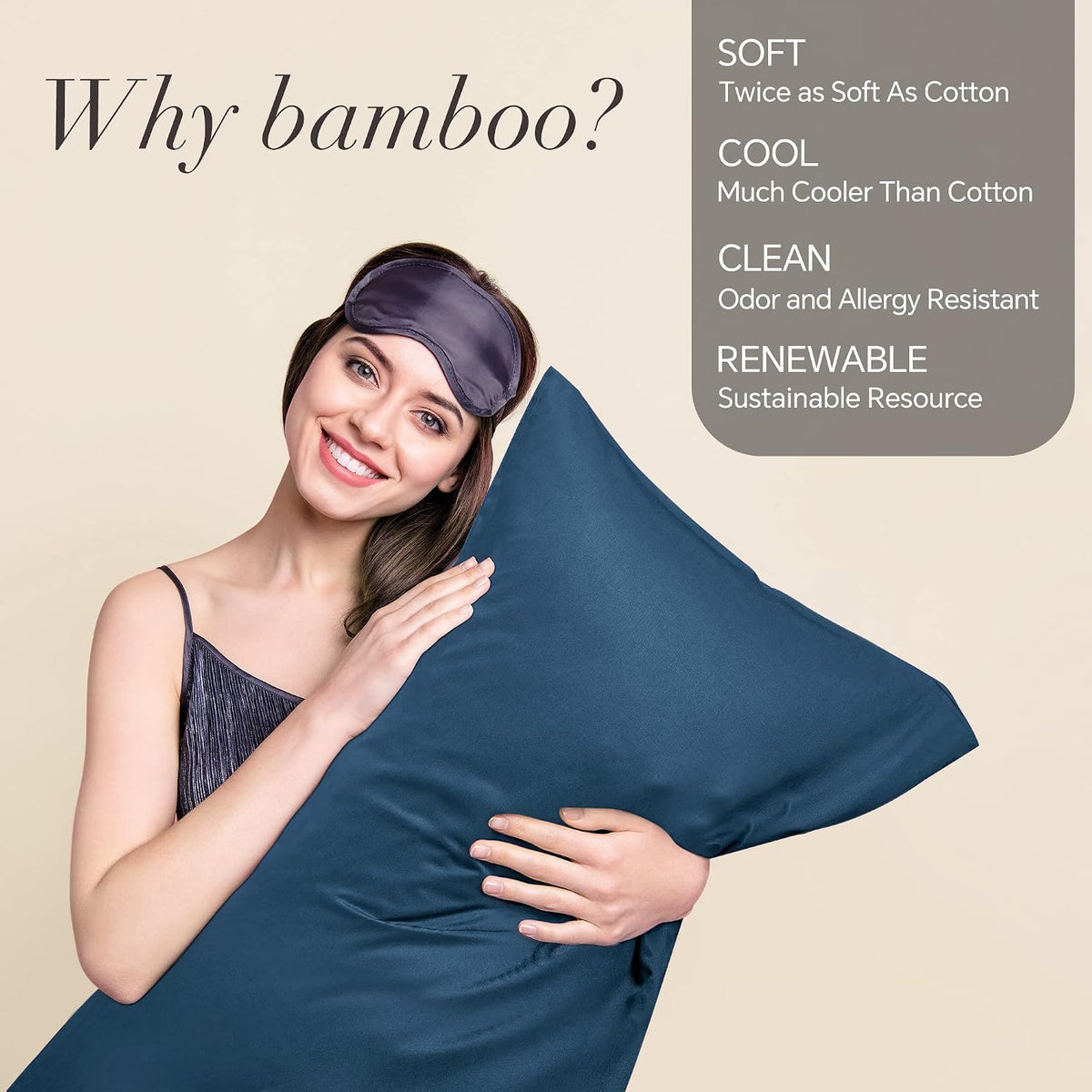 Pillow Cases Standard Size 2Pcs, Rayon from Bamboo, Haze Blue