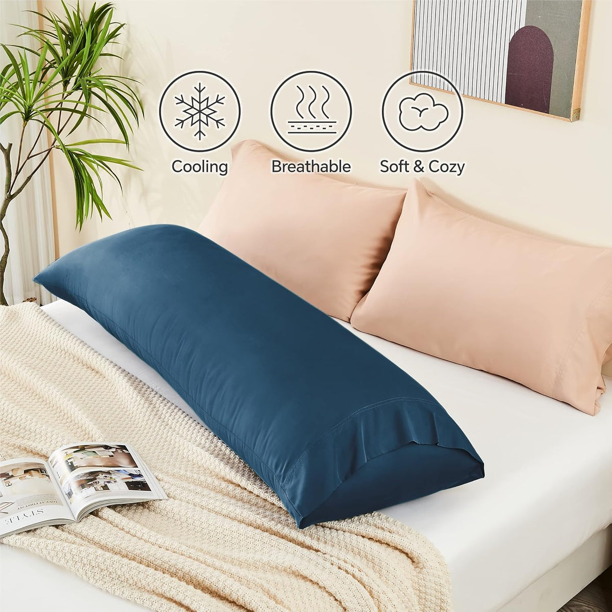 Pillow Cases Standard Size 2Pcs, Rayon from Bamboo, Haze Blue