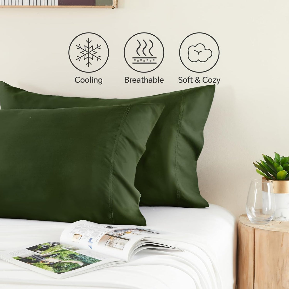 Pillow Cases Standard Size 2Pcs, Rayon from Bamboo, Haze Blue