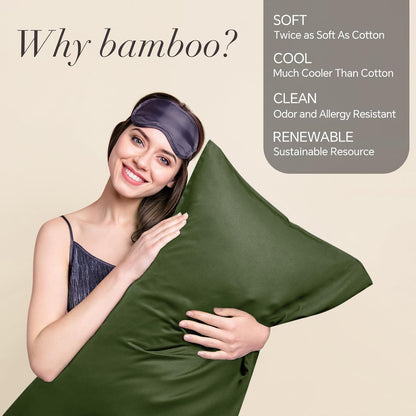 Pillow Cases Standard Size 2Pcs, Rayon from Bamboo, Haze Blue