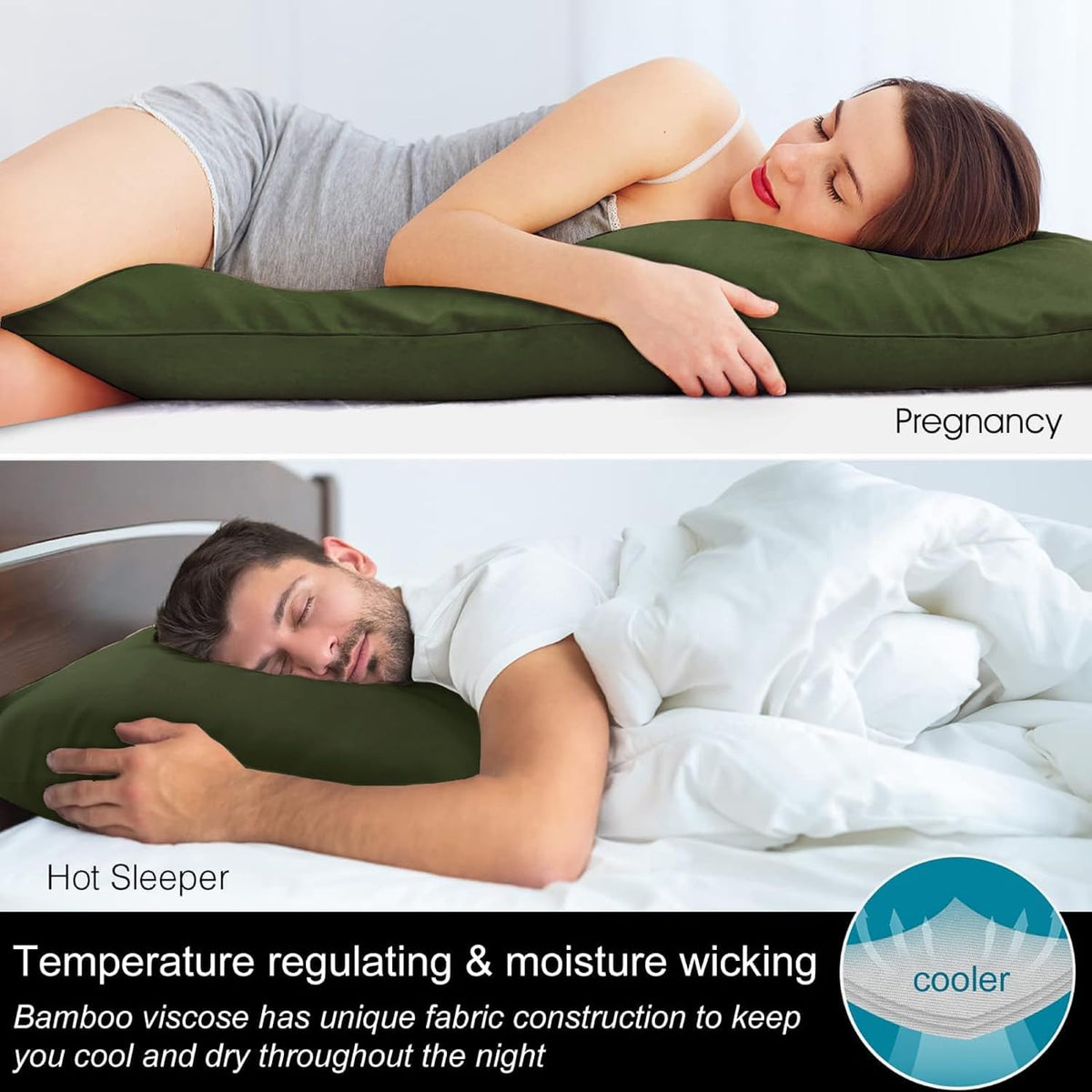Pillow Cases Standard Size 2Pcs, Rayon from Bamboo, Haze Blue