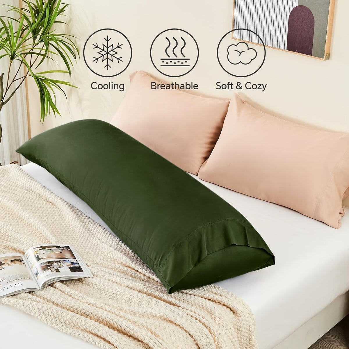 Pillow Cases Standard Size 2Pcs, Rayon from Bamboo, Haze Blue