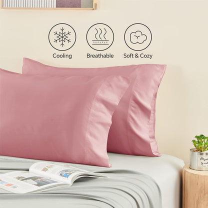Pillow Cases Standard Size 2Pcs, Rayon from Bamboo, Haze Blue