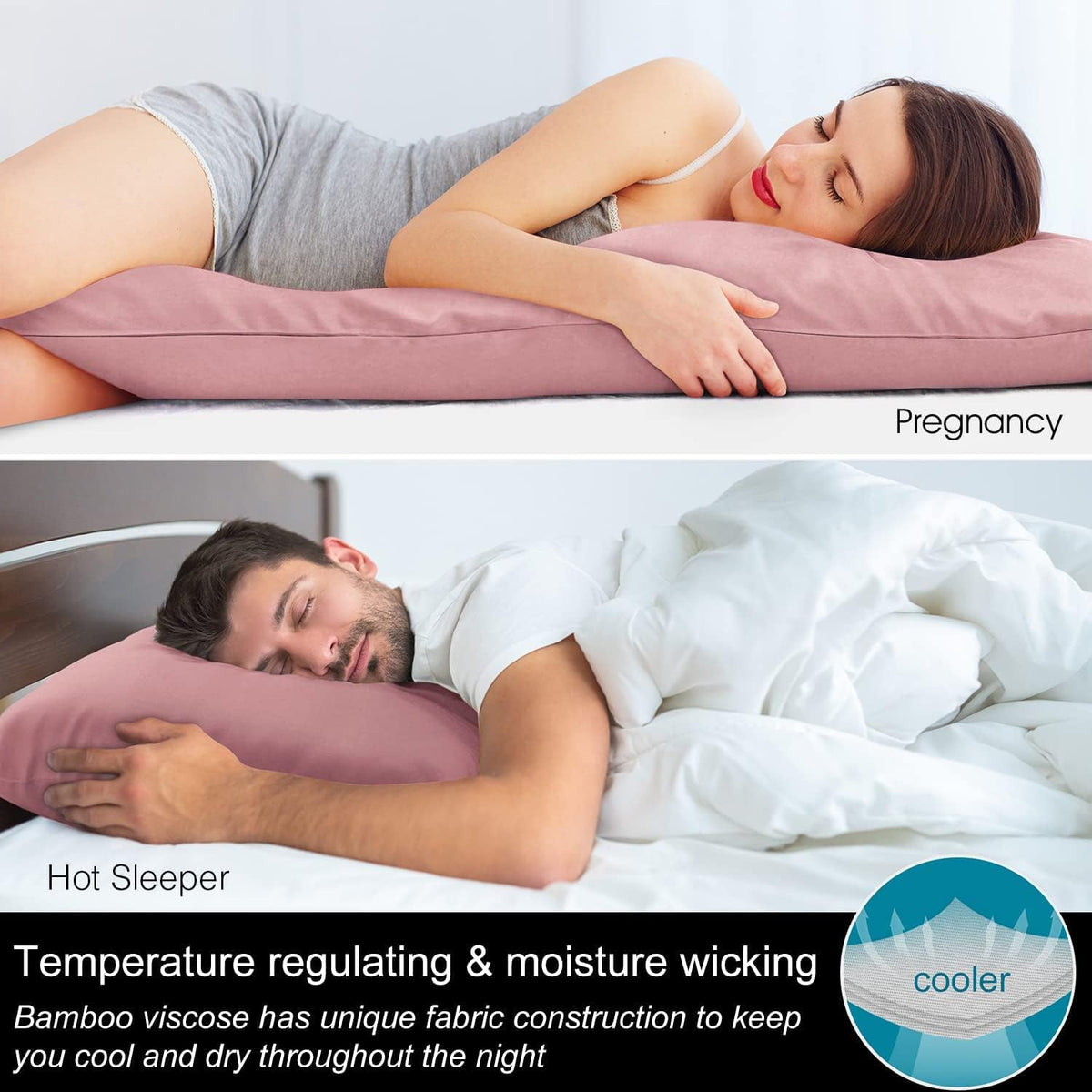 Pillow Cases Standard Size 2Pcs, Rayon from Bamboo, Haze Blue