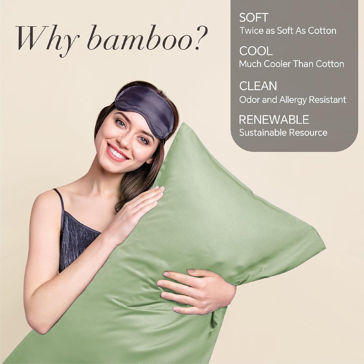Pillow Cases Standard Size 2Pcs, Rayon from Bamboo, Haze Blue