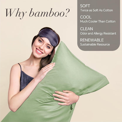 Pillow Cases Standard Size 2Pcs, Rayon from Bamboo, Haze Blue