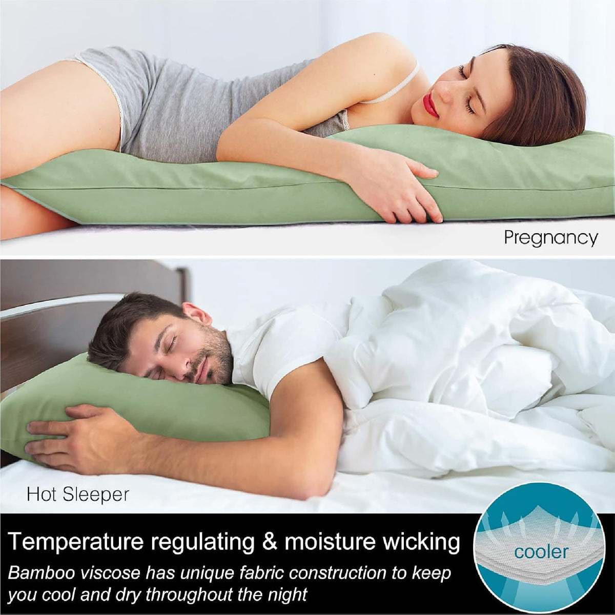 Pillow Cases Standard Size 2Pcs, Rayon from Bamboo, Haze Blue