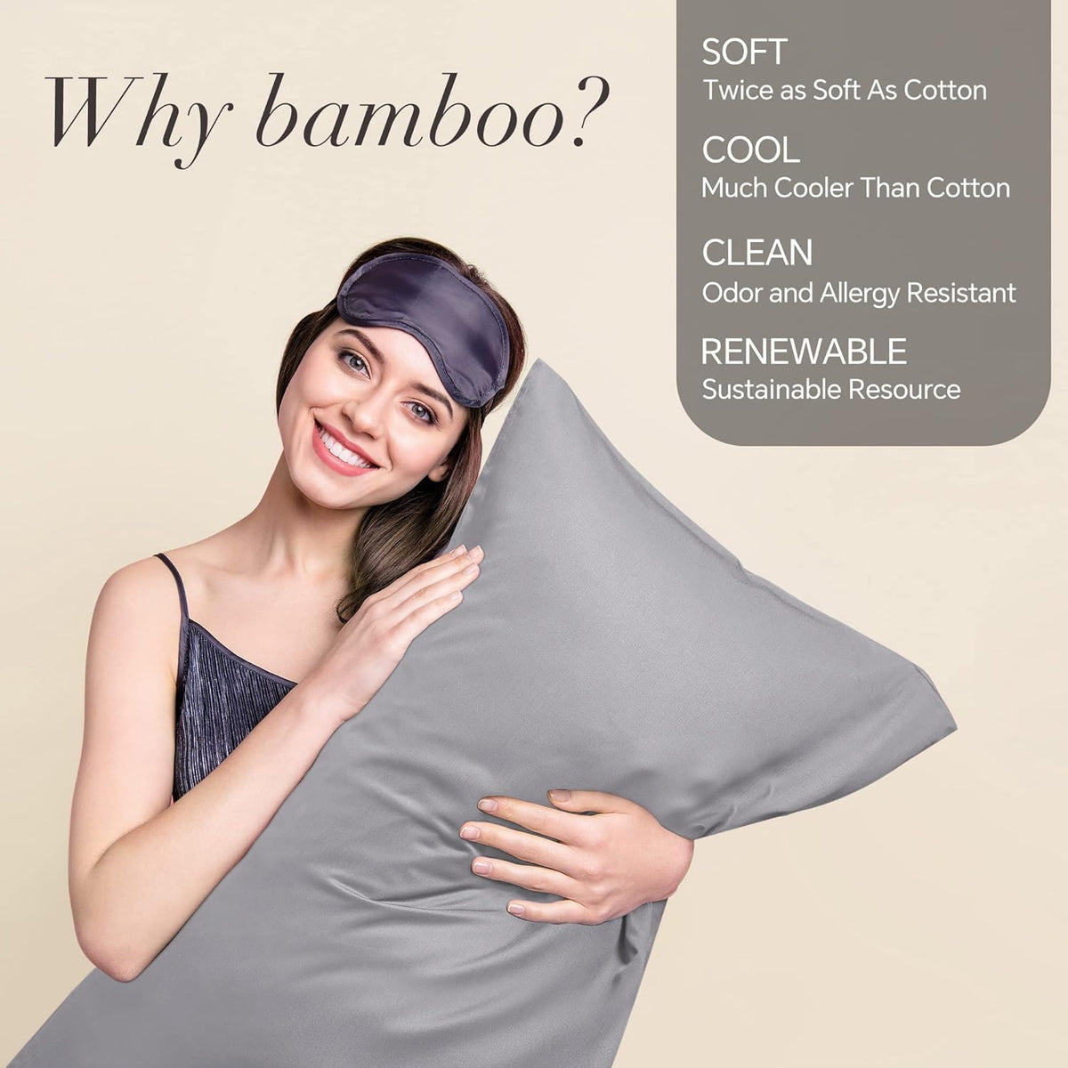 Pillow Cases Standard Size 2Pcs, Rayon from Bamboo, Haze Blue