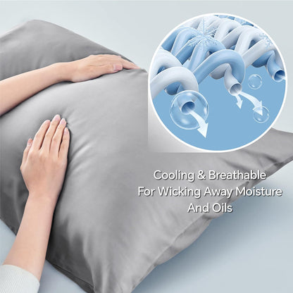 Pillow Cases Standard Size 2Pcs, Rayon from Bamboo, Haze Blue