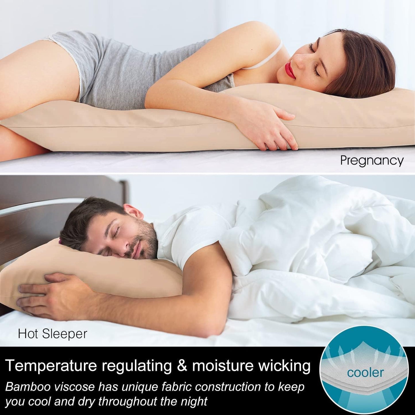 Pillow Cases Standard Size 2Pcs, Rayon from Bamboo, Haze Blue