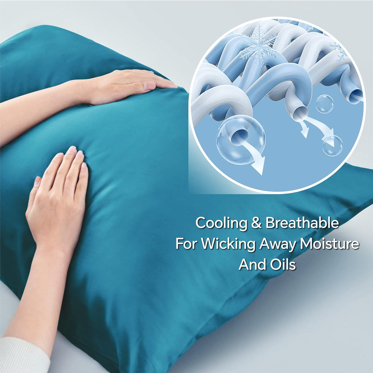 Pillow Cases Standard Size 2Pcs, Rayon from Bamboo, Haze Blue