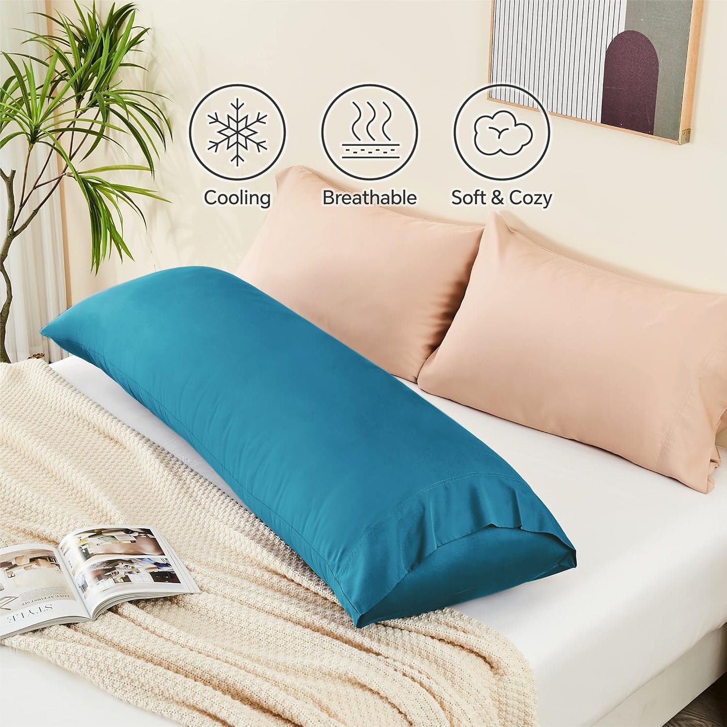 Pillow Cases Standard Size 2Pcs, Rayon from Bamboo, Haze Blue