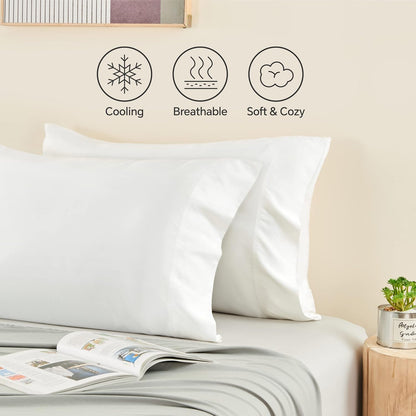 Pillow Cases Standard Size 2Pcs, Rayon from Bamboo, Haze Blue