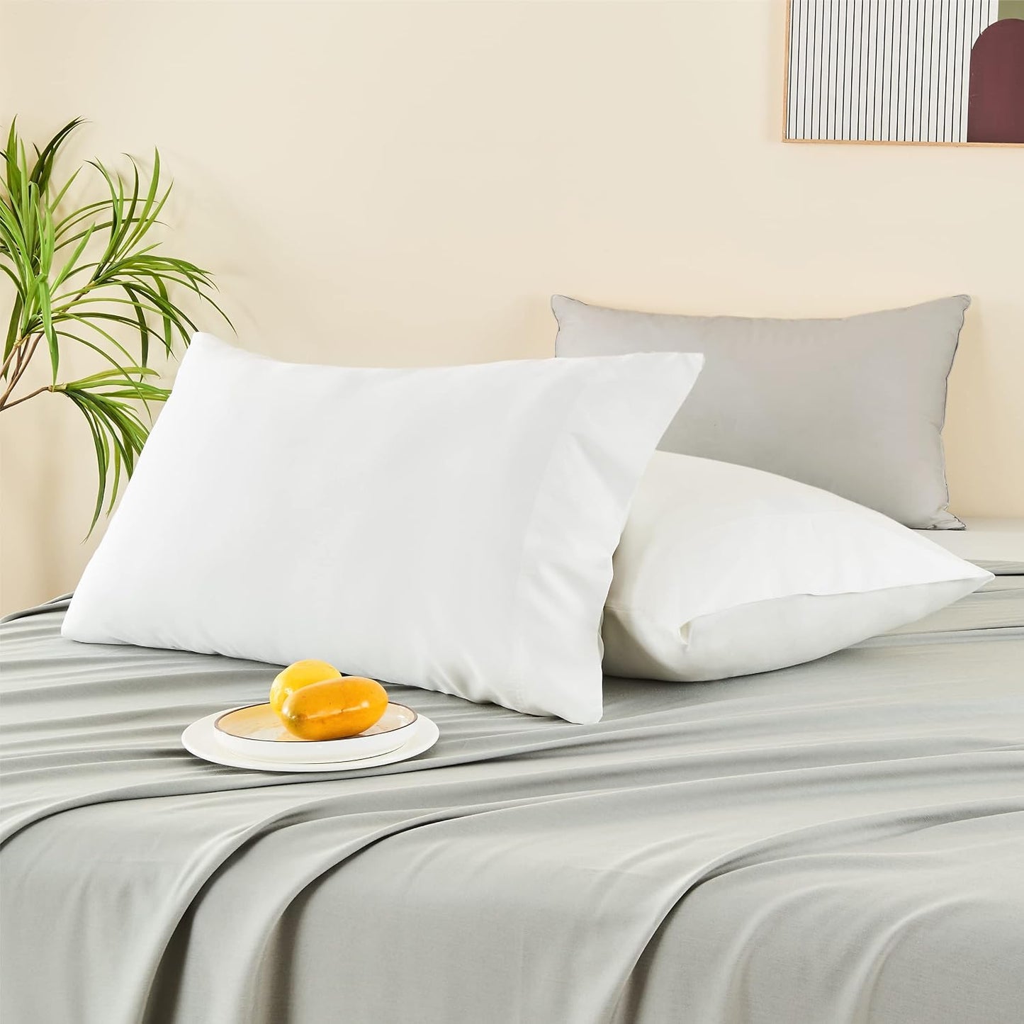 Pillow Cases Standard Size 2Pcs, Rayon from Bamboo, Haze Blue