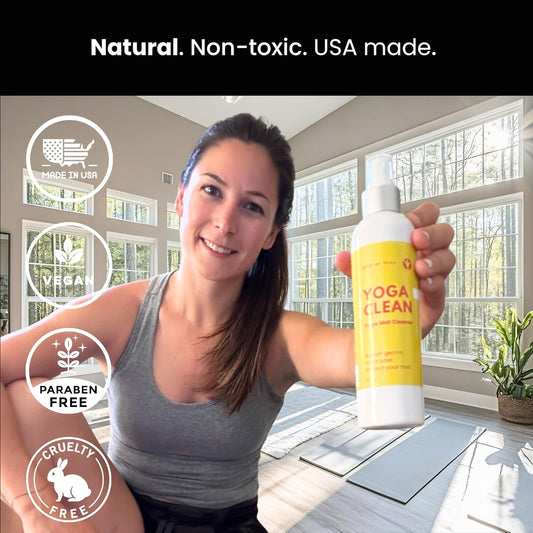Yoga Mat Cleaner Spray – Spa-Like Scent | Eco-Friendly Formula | Neutralizes Sweat & Odor | Helps Protect Your Mat | 8 oz | Plant-Based, Made in USA