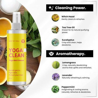 Yoga Mat Cleaner Spray – Spa-Like Scent | Eco-Friendly Formula | Neutralizes Sweat & Odor | Helps Protect Your Mat | 8 oz | Plant-Based, Made in USA