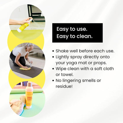 Yoga Mat Cleaner Spray – Spa-Like Scent | Eco-Friendly Formula | Neutralizes Sweat & Odor | Helps Protect Your Mat | 8 oz | Plant-Based, Made in USA