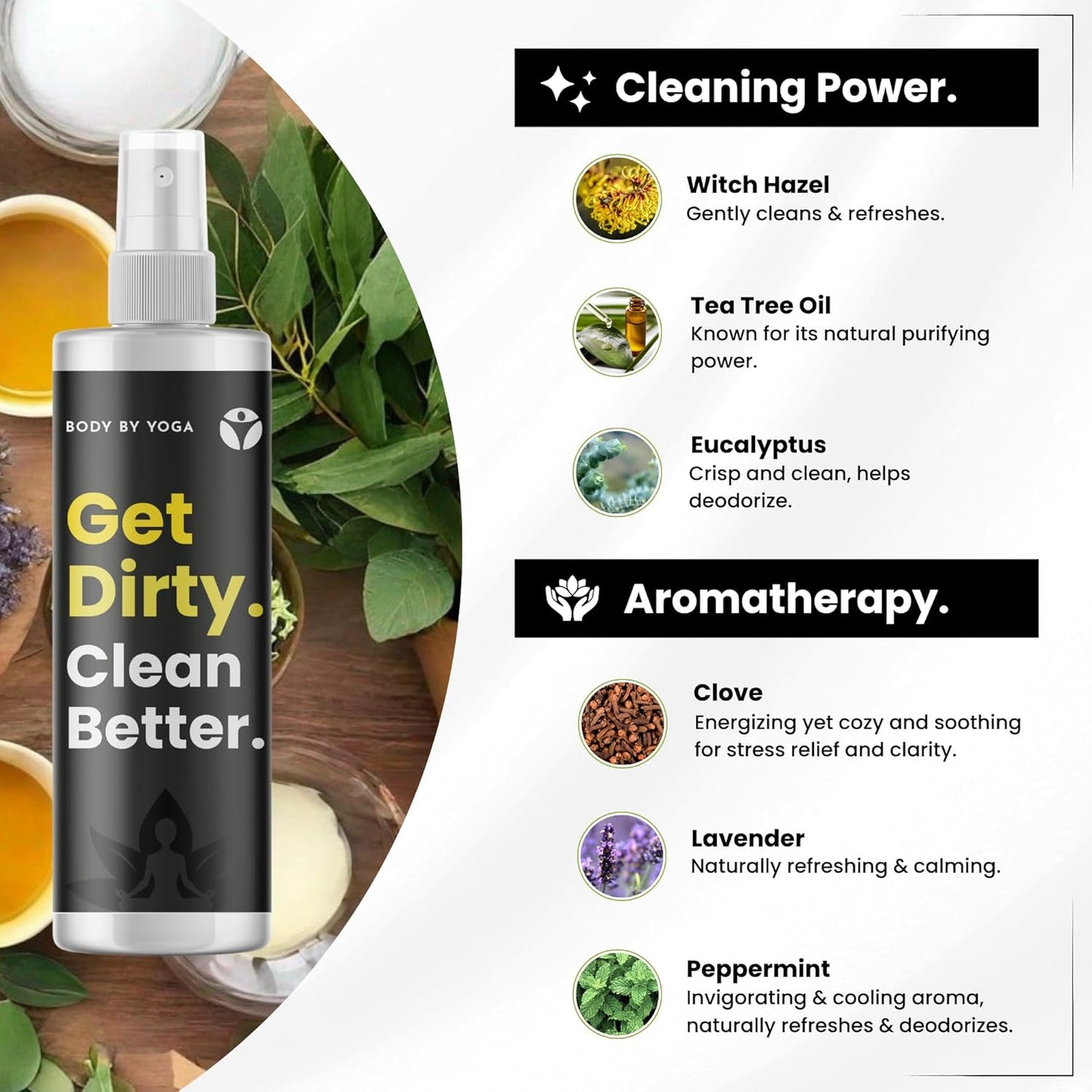 Yoga Mat Cleaner Spray – Spa-Like Scent | Eco-Friendly Formula | Neutralizes Sweat & Odor | Helps Protect Your Mat | 8 oz | Plant-Based, Made in USA
