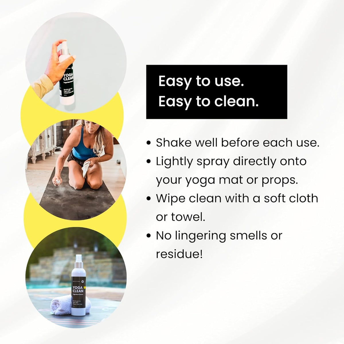Yoga Mat Cleaner Spray – Spa-Like Scent | Eco-Friendly Formula | Neutralizes Sweat & Odor | Helps Protect Your Mat | 8 oz | Plant-Based, Made in USA