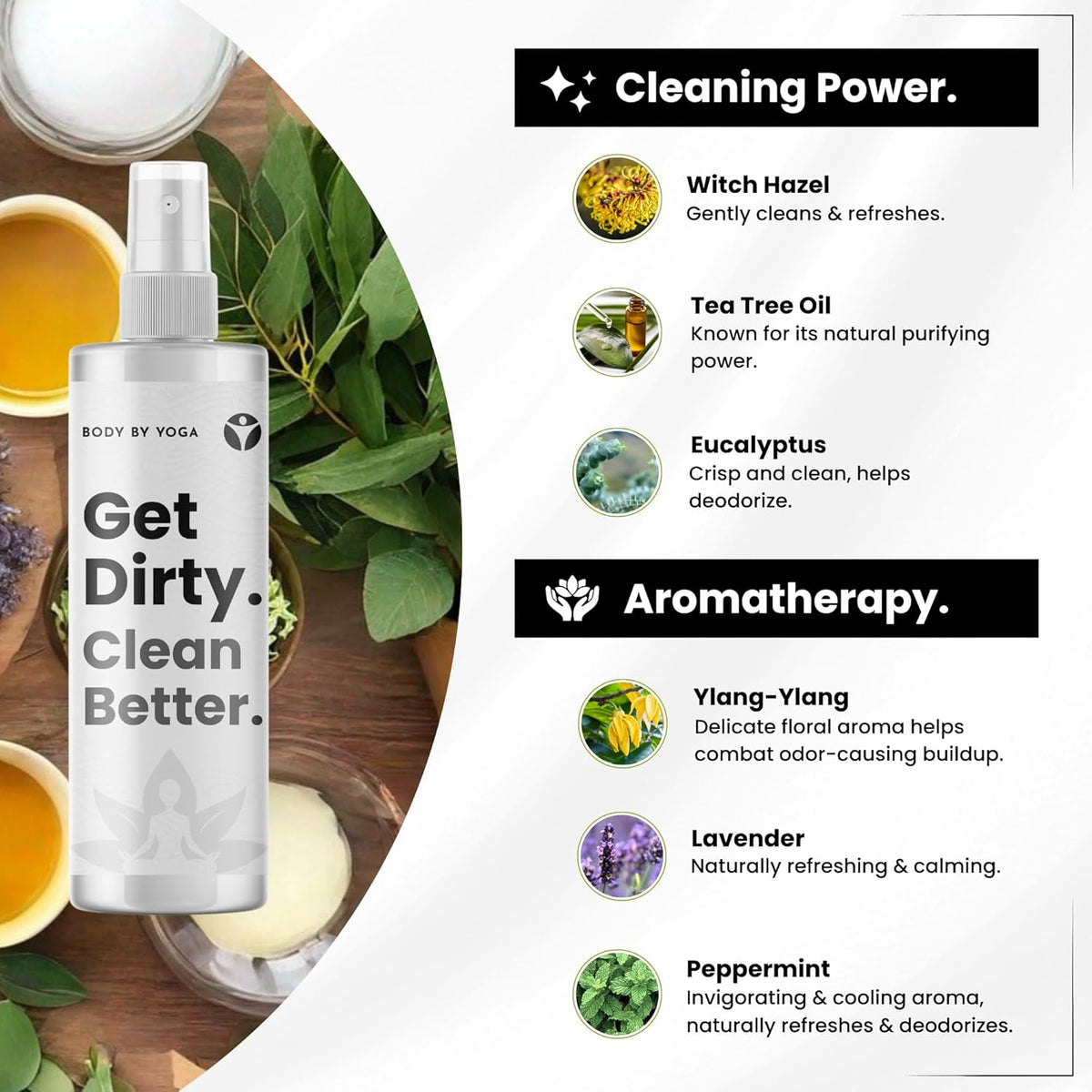 Yoga Mat Cleaner Spray – Spa-Like Scent | Eco-Friendly Formula | Neutralizes Sweat & Odor | Helps Protect Your Mat | 8 oz | Plant-Based, Made in USA