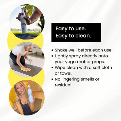 Yoga Mat Cleaner Spray – Spa-Like Scent | Eco-Friendly Formula | Neutralizes Sweat & Odor | Helps Protect Your Mat | 8 oz | Plant-Based, Made in USA