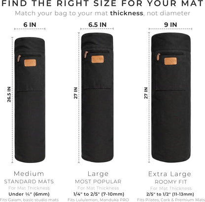 UDANA Canvas Yoga Mat Bag for Women & Men, Full-Zip Carrier with 3 Pockets & Adjustable Strap, Stylish Gym & Pilates Bag – Available in Multiple Sizes