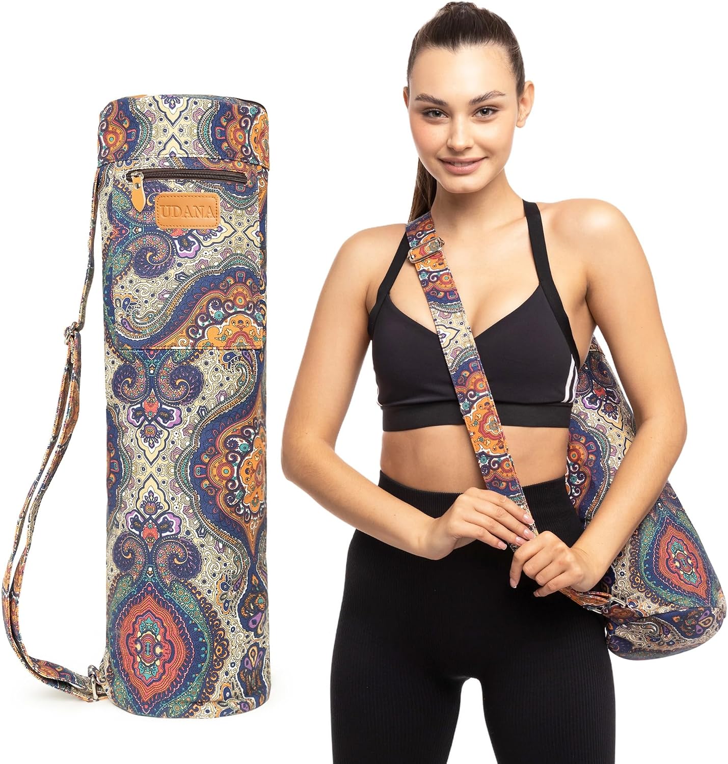 UDANA Canvas Yoga Mat Bag for Women & Men, Full-Zip Carrier with 3 Pockets & Adjustable Strap, Stylish Gym & Pilates Bag – Available in Multiple Sizes