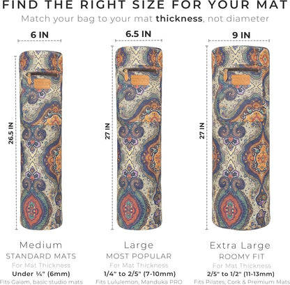 UDANA Canvas Yoga Mat Bag for Women & Men, Full-Zip Carrier with 3 Pockets & Adjustable Strap, Stylish Gym & Pilates Bag – Available in Multiple Sizes