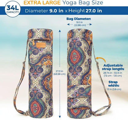 UDANA Canvas Yoga Mat Bag for Women & Men, Full-Zip Carrier with 3 Pockets & Adjustable Strap, Stylish Gym & Pilates Bag – Available in Multiple Sizes