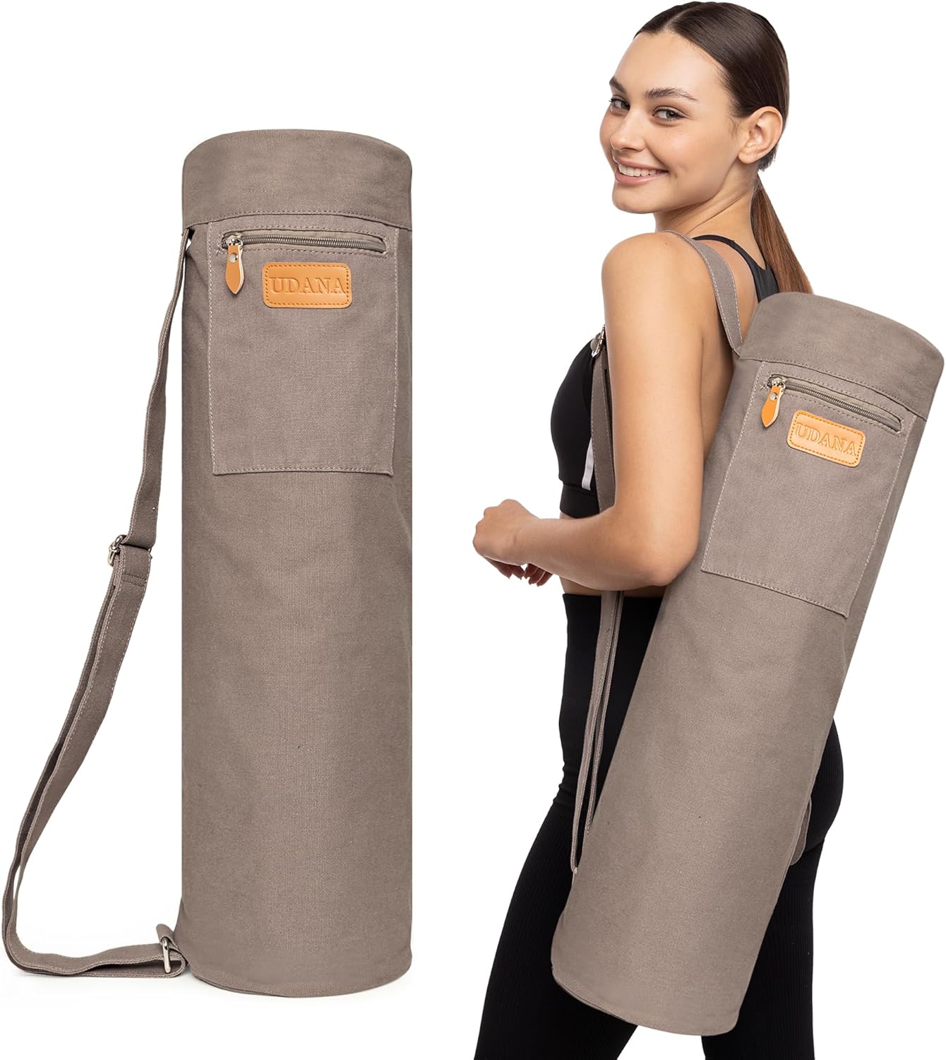 UDANA Canvas Yoga Mat Bag for Women & Men, Full-Zip Carrier with 3 Pockets & Adjustable Strap, Stylish Gym & Pilates Bag – Available in Multiple Sizes